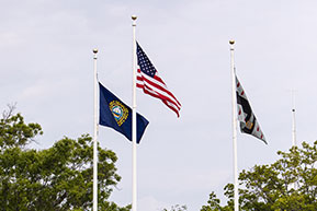 Flags gently waving in the wind. Links to Gifts of Appreciated Securities