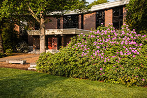 Flowers bloom in front of a campus building. Links to Gifts by Estate Note Flowers bloom in front of a campus building. Links to Gifts by Estate Note